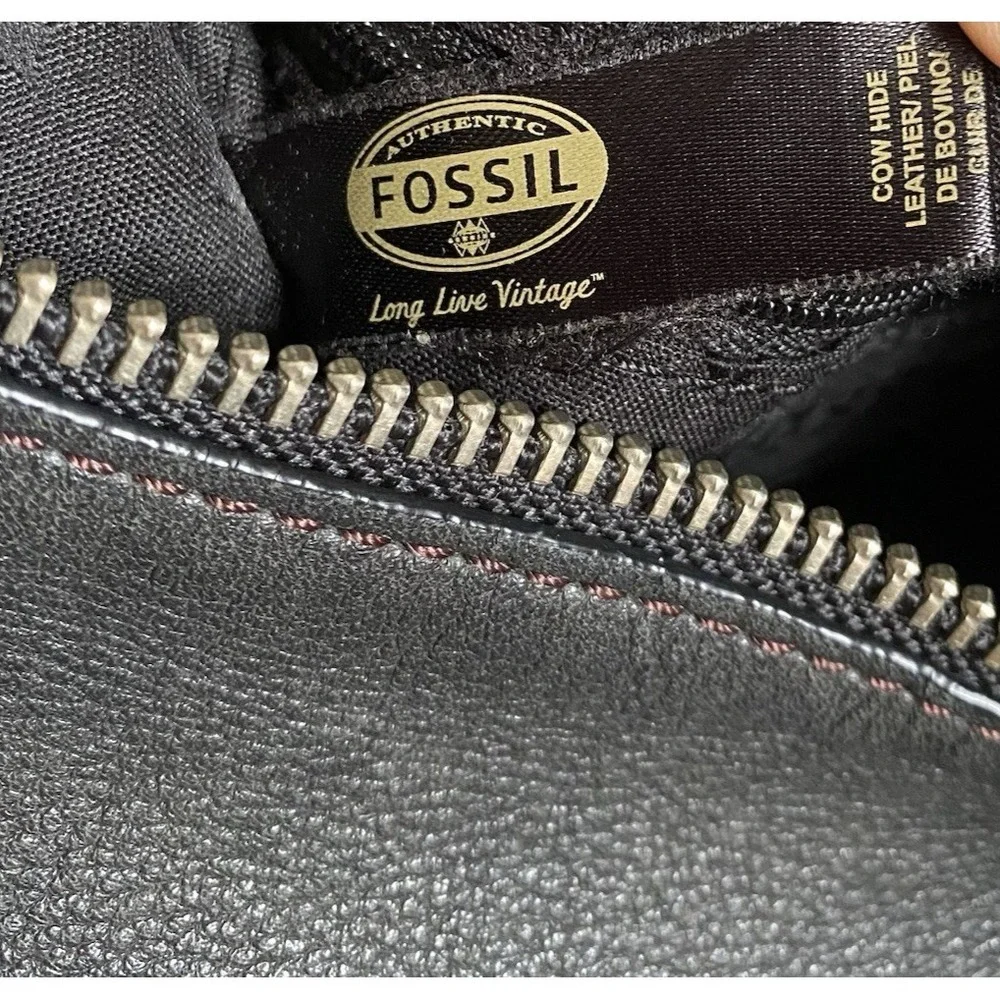 Fossil Marlow Shoulder Bag Hobo Black Leather 14x11